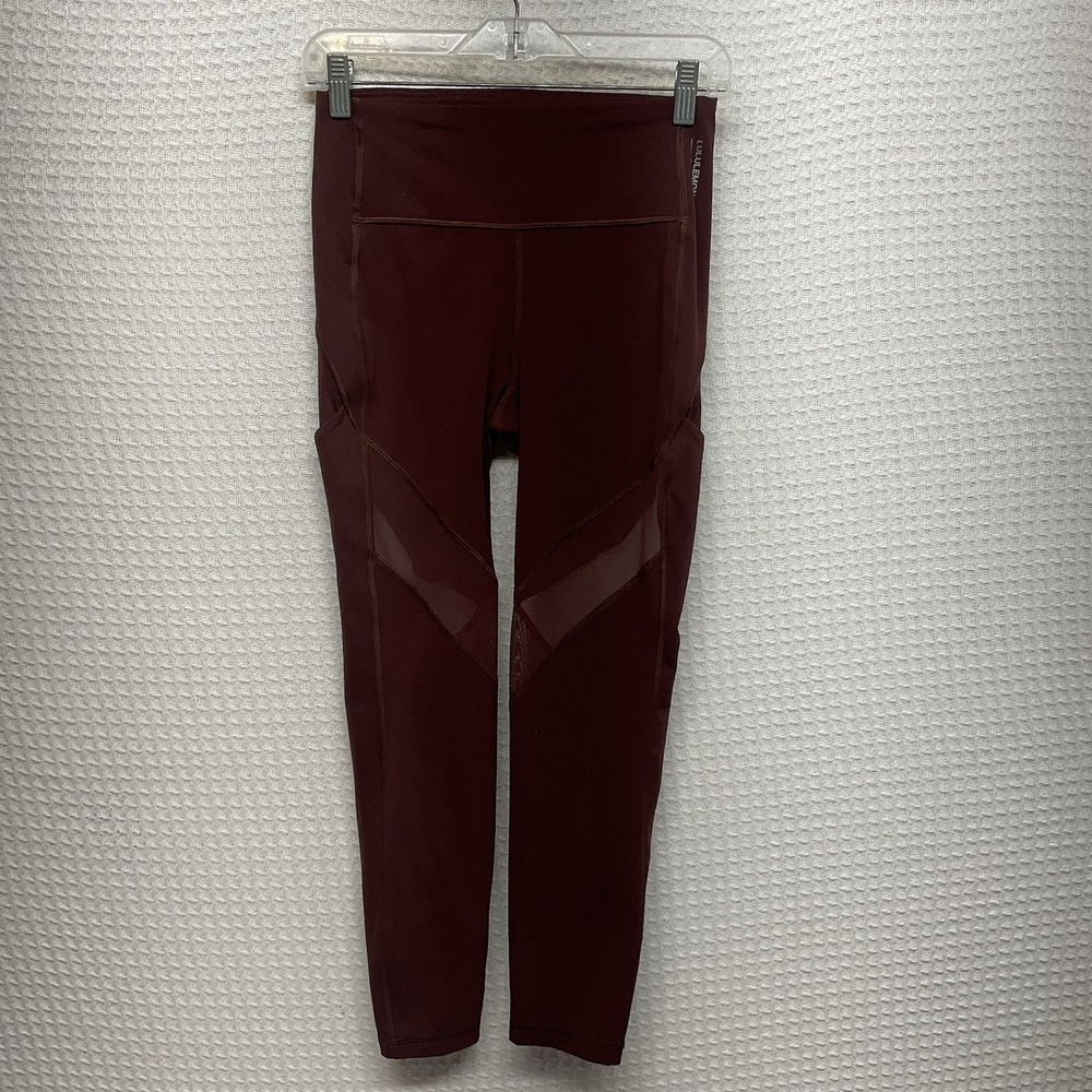 Lululemon x Barrys Stronger As One Tight 25 Maroon Mesh Leggings Size 6
